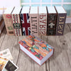 A collection of hardcover books with various spines and designs displayed in a row.