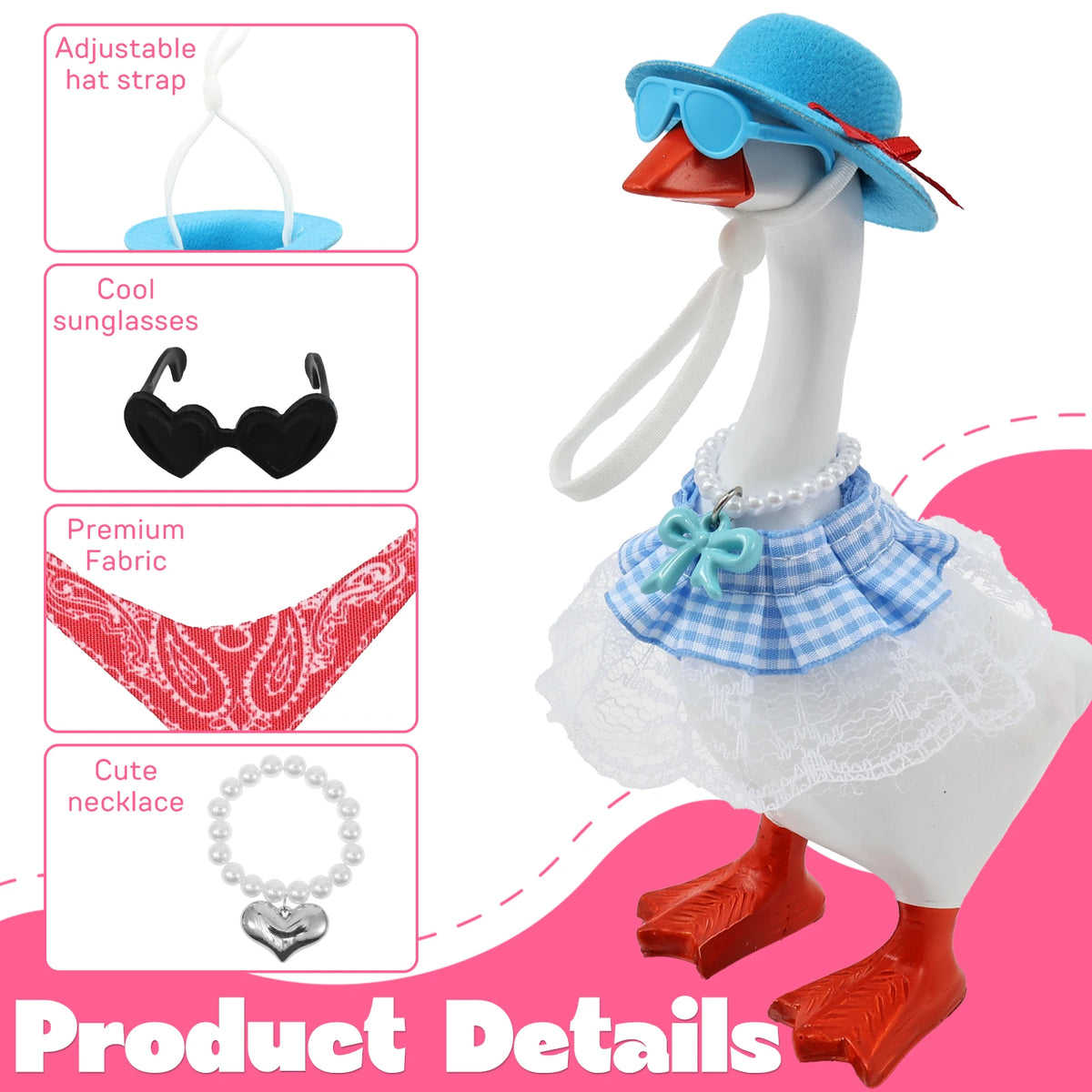 Dress-Up Goose Outfit Set with Hat, Glasses & Necklace