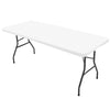 A white stretch spandex tablecloth set displayed on a black metal frame.