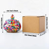 A natural crystal healing bowl filled with colorful stones, shown next to its cardboard packaging.