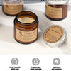A set of glass bottles containing smokeless aromatherapy candles with natural scents and home flavor removal features