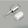 A silver heavy-duty shelf support peg with a screw and various sizes shown against a gray background.