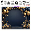 A 2D flat navy blue and gold floral balloon backdrop banner for parties, weddings, or events.