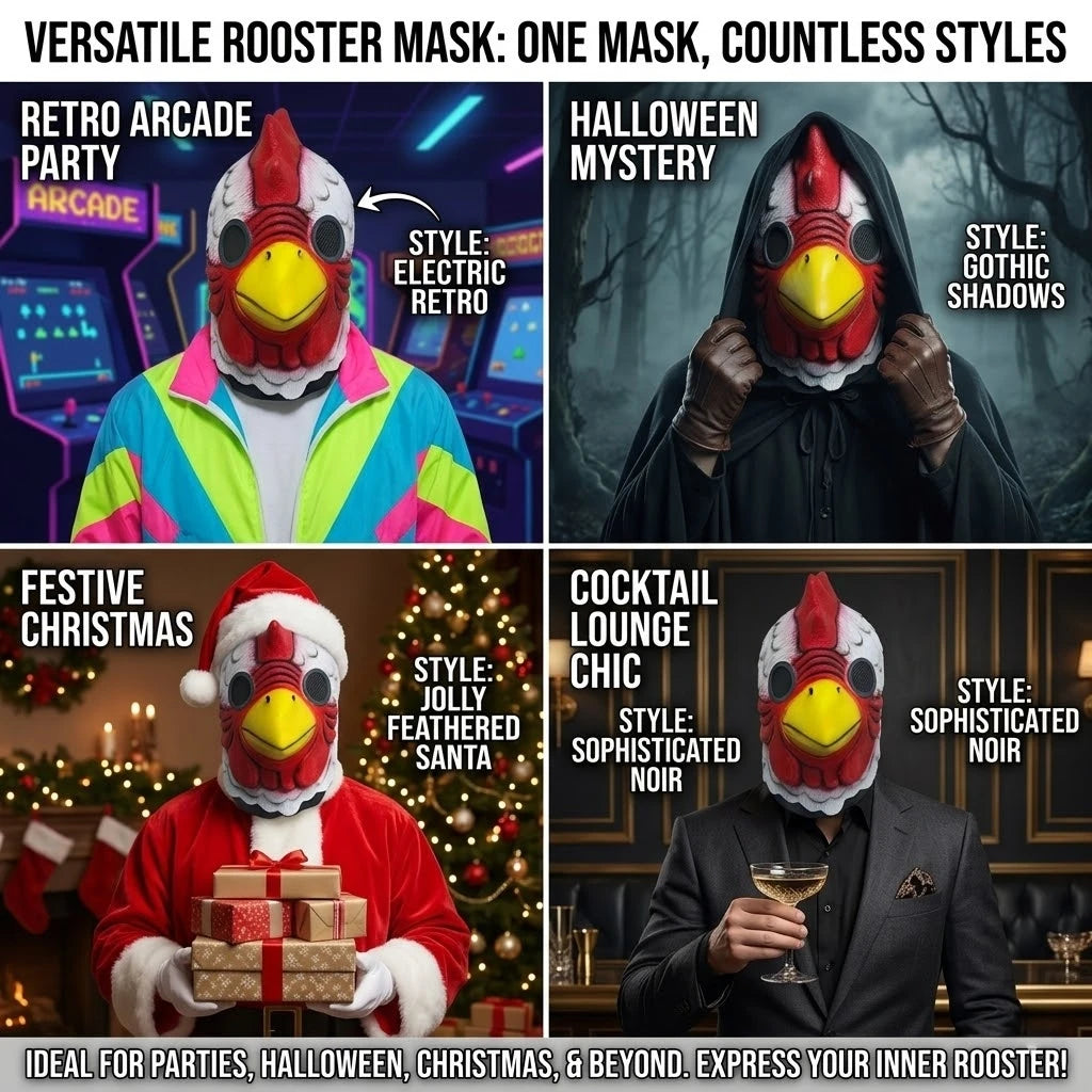 Realistic Latex Rooster Head Mask for Halloween & Cosplay