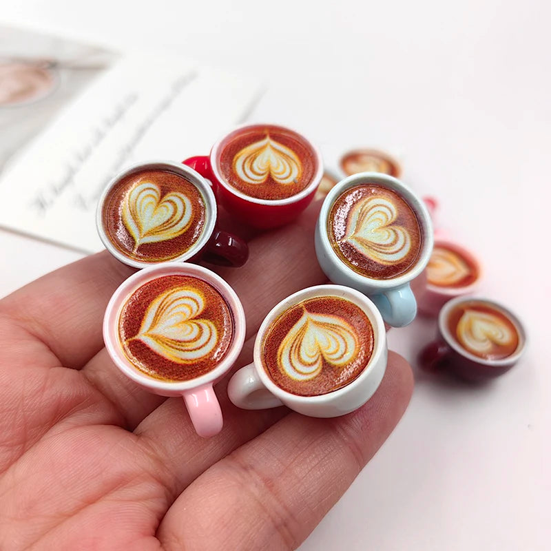 Kawaii Latte Coffee Cup Charms for DIY Jewelry Making