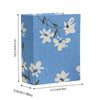 Blaues Leinen-Cover-Fotoalbum mit Blumenmuster, zeigt die Abmessungen.