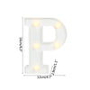 A glowing warm white LED alphabet letter light shaped like the letter P.