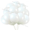 A cluster of white matte latex balloons tied together, ready for a party decoration.