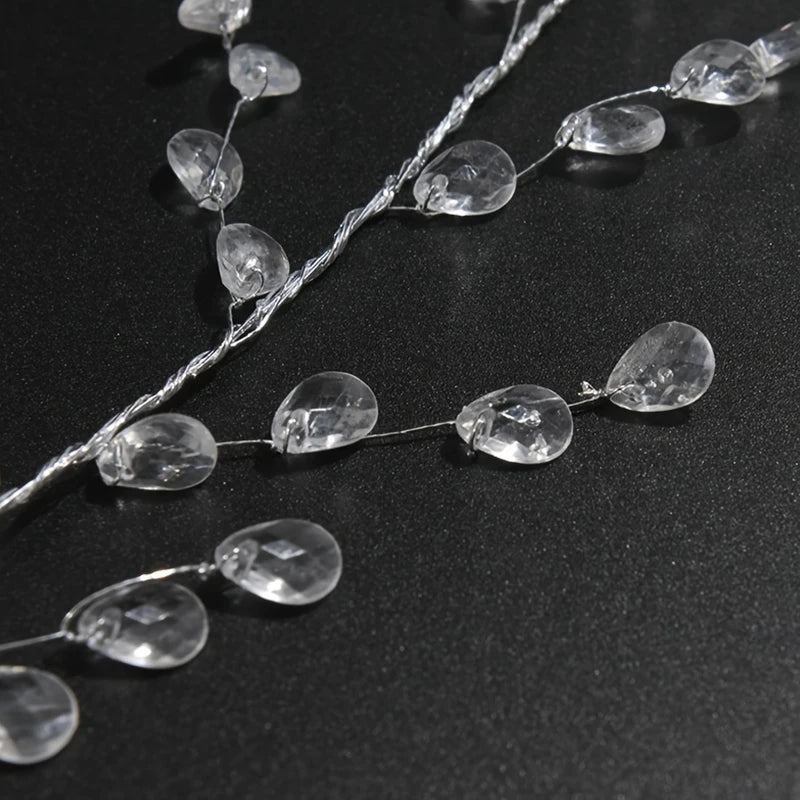A set of clear acrylic crystal pendant drops strung on wire, suitable for Christmas tree decor.