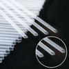 A close-up view of clear disposable drinking straws arranged in a row and a circular inset showing individual straws.