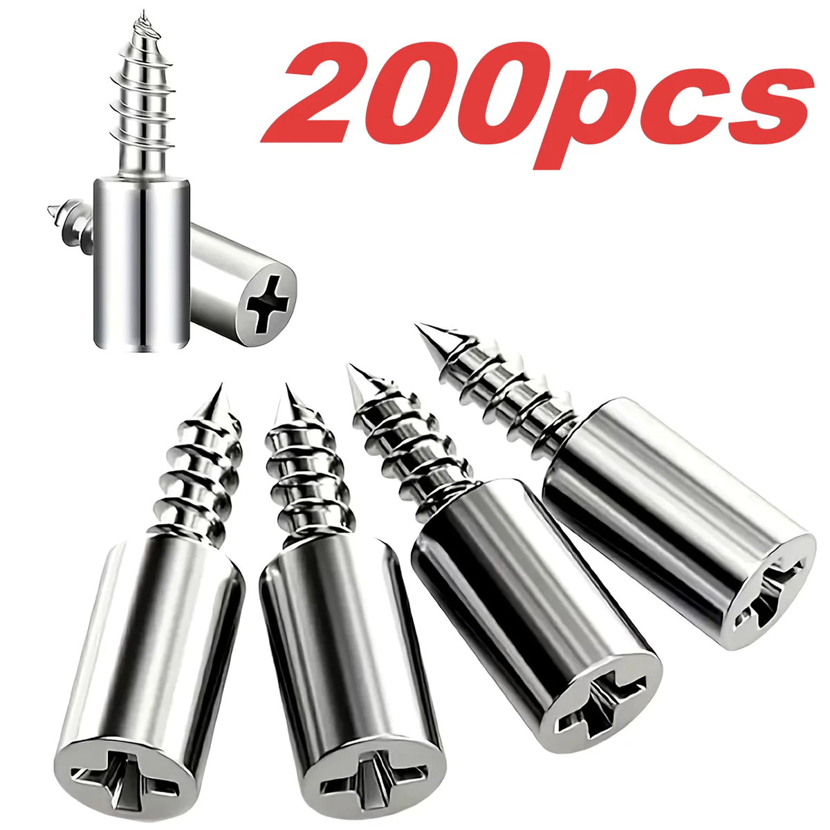 200 pieces of heavy-duty steel shelf pins with self-tapping screws for floating shelves