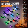 3D hollow bat wall stickers with led lights featuring various bat shapes on a white wall.
