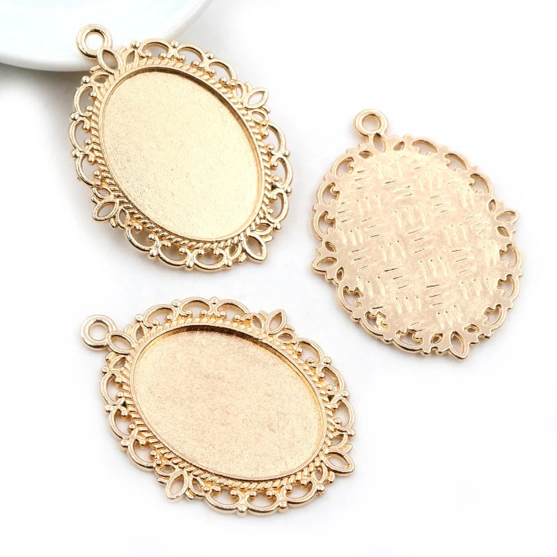 Vintage Style Cameo Pendant Bases with Ornate Gold or Silver Finish