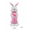 A white bunny-shaped foil balloon decoration with pink accents and a pink outfit.