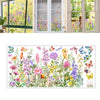 A watercolor illustration of various colorful butterflies and wildflowers on a white background.