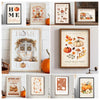 A collection of canvas wall art posters featuring autumn themes like pumpkins, fall foliage, and seasonal decor.
