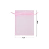 A rectangular pink organza drawstring gift bag with a 9cm height and 7cm width.
