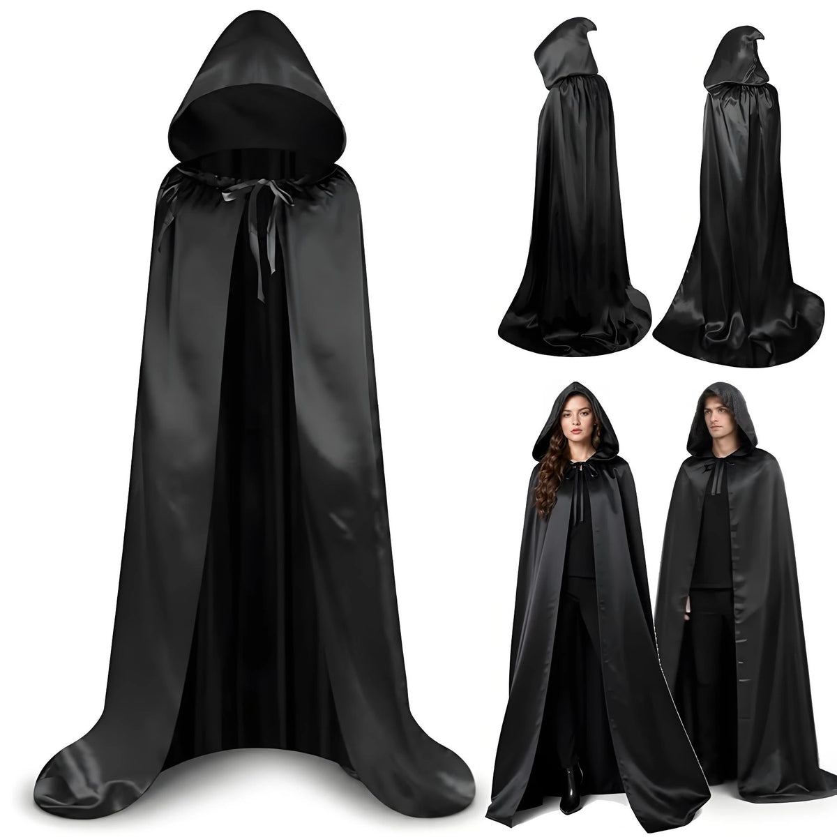 Black Wizard Cloak Costume Cape for Cosplay and Halloween