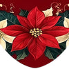 Festive Christmas fireplace scarf featuring a rich red and green print of pine leaves, berries, and floral elements.