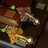 Orthodox Crucifix Cross Necklace with Rosary Beads