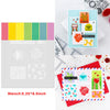 A set of floral love words stencils and stamps featuring leaves, roses, and hearts on a light blue background.