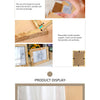 Natural wood rectangular photo frame with a rustic design displayed on a wooden surface.