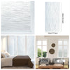Before and after comparison of frosted glass window privacy film installation on a window.