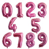 Gradient Rose Red Foil Number Balloons for Birthday & Party Decor