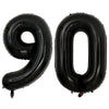 A set of two giant black foil balloons shaped like the number 90