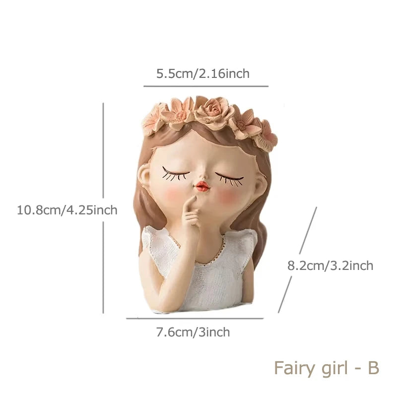 Resin Cartoon Girl Flower Planter