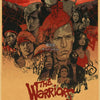 A vintage movie poster for The Warriors featuring a gritty, red and black aesthetic with multiple characters.