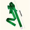 A long, green satin ribbon with a bow is shown, measuring 100cm/40inch long.