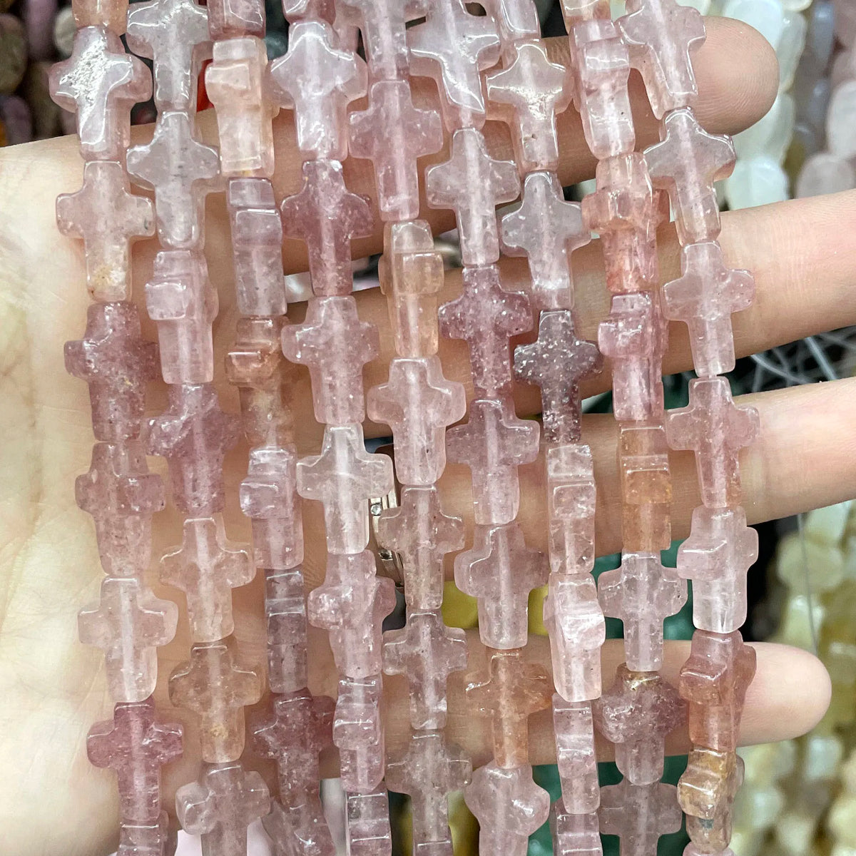 Natural Stone Cross Beads for Jewelry Making