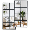 Modern Window Pane Wall Mirror with Metal Frame