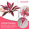 Planta artificial Dracaena magenta vibrante con hojas anchas en primer plano.