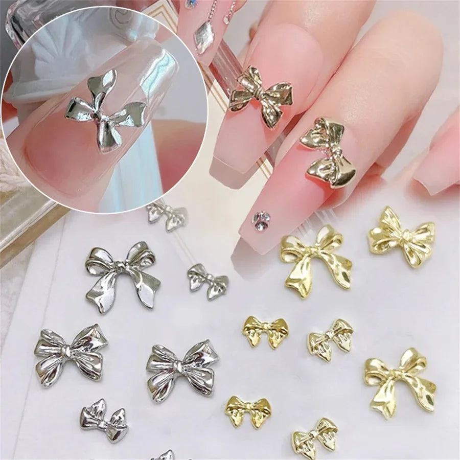 Gold Bowknot Nail Art Charms (50-Pack)