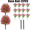 Rose Red artificial flowers in 12 pieces on black stems for outdoor and indoor decoration