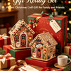 Gift ready set featuring a detailed gingerbread house craft kit with diamond painting elements and holiday decor