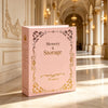 A pink box labeled Memory & Storage with gold foil detailing, displayed on a polished marble surface.