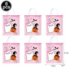 A set of six pink ghost Halloween party bags featuring white ghosts and orange jack-o'-lanterns
