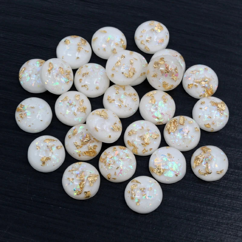 Mixed Color Resin Cabochons with Metal Foil Backing for Jewelry Making