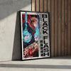 A framed canvas wall art print featuring a dramatic illustration of Yuji Itadori from Jujutsu Kaisen anime.