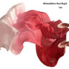 A single piece of white and wine red silk ribbon dance fan for practice.