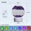 A purple 3D Quicksand LED table lamp with a color-changing light display and USB wire.
