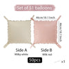 Set of 51 balloons, including a milky white and milk red square foil balloon wall panel.