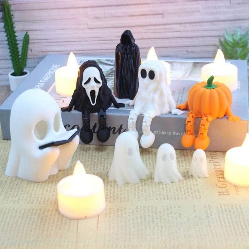 3D Printed Articulated Ghost Figurine – Poseable Desk Decor