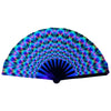 UV fluorescent handheld folding fan displaying a vibrant spectrum of colors.