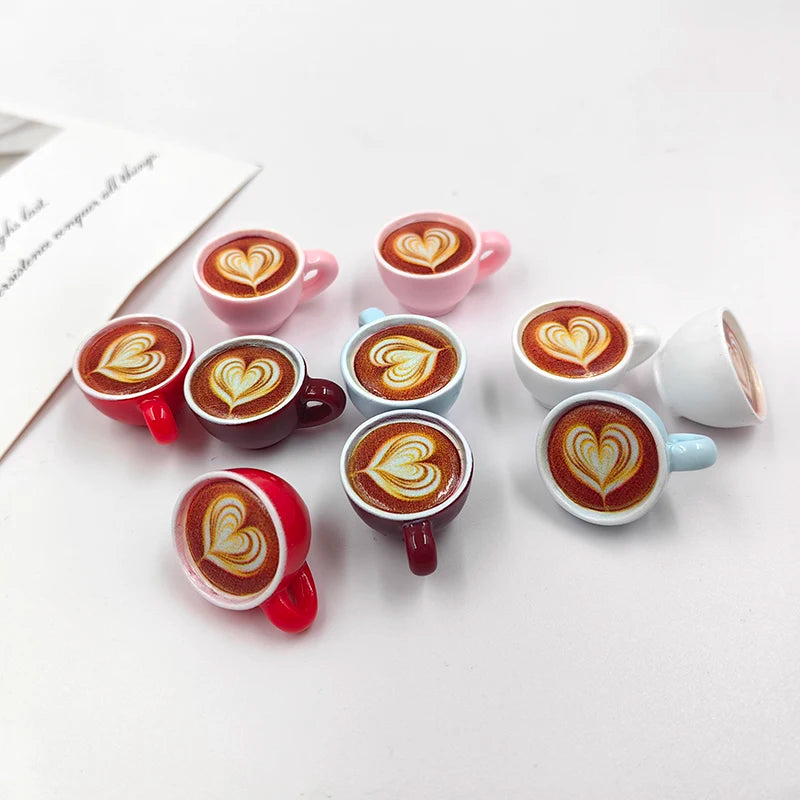 Kawaii Latte Coffee Cup Charms for DIY Jewelry Making