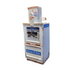 A vintage-style miniature payphone replica with distressed white and red paint, featuring Chicago Tribune branding.