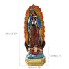 Hand-painted resin statue of Our Lady of Guadalupe with a radiant sun halo and golden base